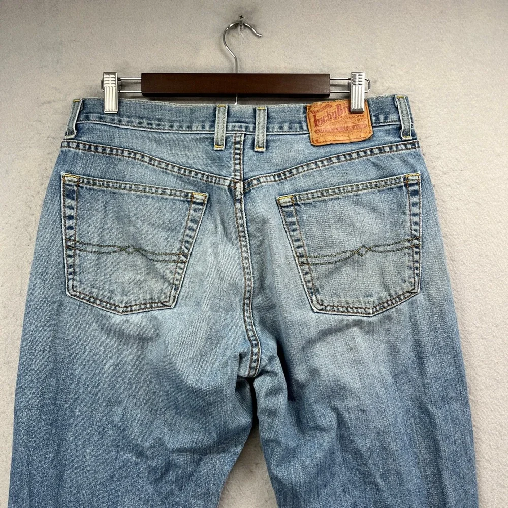Lucky Brand 181 Jeans Men 33 Blue Denim Faded Distressed Straight Vintage Y2K‎